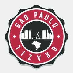 São Paulo, State of São Paulo, Brazil Badge City Vector Seal. National Symbol Skyline Stamp Design Icon Label.