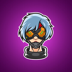 CYBER GIRL HEAD MASCOT LOGO