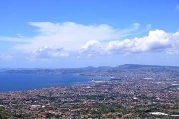 Visiting Naples, view over the gulf and city from far away