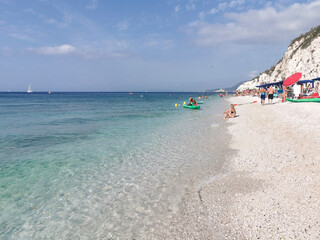 Capobianco beach in Elba Island, Italy. White pebbles and cristal clear turquoise water