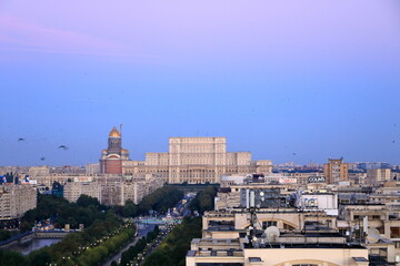 Facade of the Parliament Palace in Bucharest from above