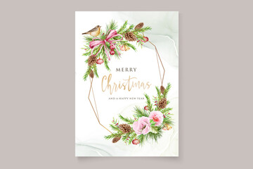 hand drawn watercolor floral christmas card 