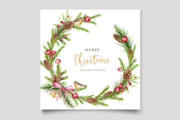 hand drawn watercolor floral christmas card 