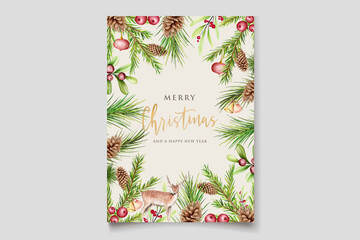 hand drawn watercolor floral christmas card 