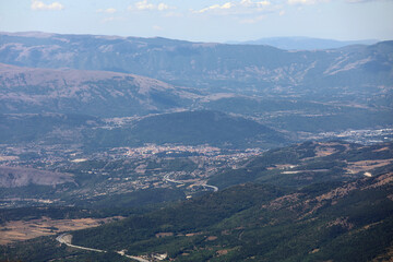 view of the Apennines and the Italian highway called A24 which connects the city of LAquila with the Adriatic Sea