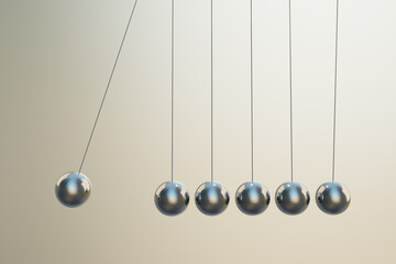 Steel ball with swing and force stimulation for working, leadership concept, 3D illustrations rendering 