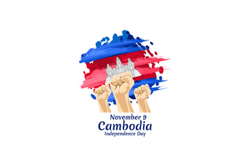 November 9, Independence day of Cambodia Vector Illustration. Suitable for greeting card, poster and banner.