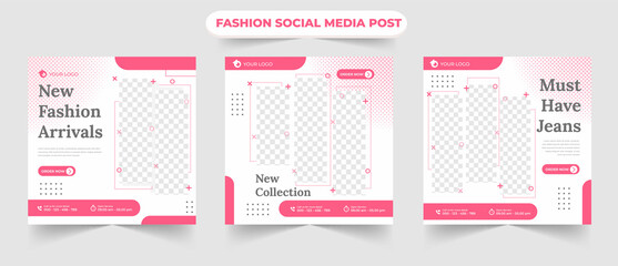 Set of fully editable social media post feed square frame banner blog for fashion sale promotion ads template