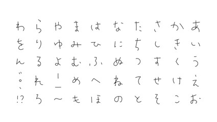 子供の落書きのような手描きのひらがな