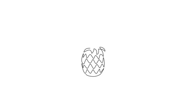 Animated self drawing of single continuous line draw whole healthy pineapple organic for orchard logo identity. Fresh summer fruitage concept for fruit garden icon. Full length one line animation.