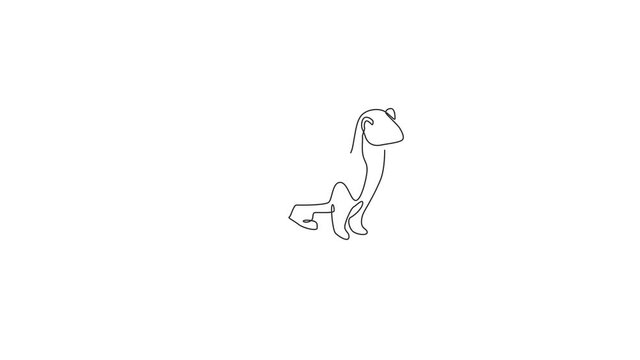 Animated self drawing of continuous line draw adorable weasel for company logo identity. Little mammal predator mascot concept for national conservation park icon. Full length one line animation.