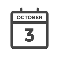 October 3 Calendar Day or Calender Date for Deadlines or Appointment