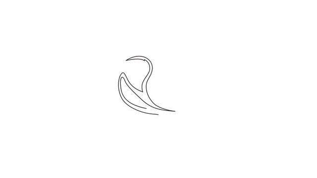 Animation of one line drawing of beautiful stingray for logo. Large saltwater ray fish mascot concept for national sea fish conservation icon. Continuous line self draw animated. Full length motion.