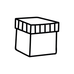 Single hand drawn box. Doodle vector illustration. Isolated on a white background.