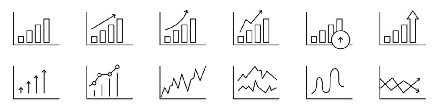 Business charts set. Diagrams. Statistics and report. Financial success. Vector illustration