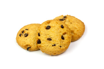 Chocolate chip cookie isolated on white background.
