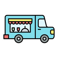  Vector Food Truck Filled Outline Icon Design