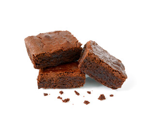 Pile of brownies with crumbs