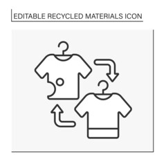  Second hand line icon. Reusable clothing. Refresh shirt for another person. Recycled materials concept. Isolated vector illustration. Editable stroke