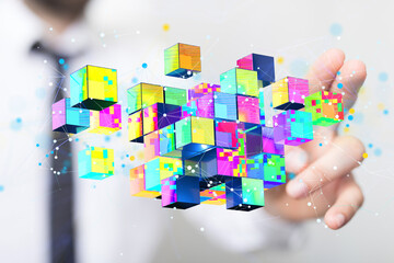 Cloud technology. Polygonal wireframe art looks like constellation