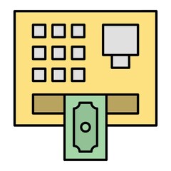 Vector Atm Machine Filled Outline Icon Design