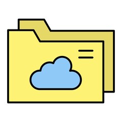Vector Cloud Sharing Filled Outline Icon Design