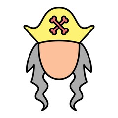 Vector Lady pirate Filled Outline Icon Design
