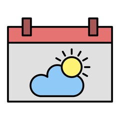 Vector Cloud Calender Filled Outline Icon Design