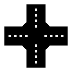 Vector Road Intersection Glyph Icon Design