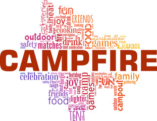 Campfire vector illustration word cloud isolated on white background.