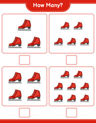 Counting game, how many Ice Skates. Educational children game, printable worksheet, vector illustration