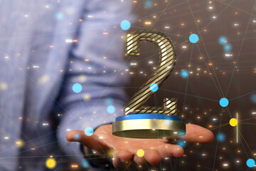 success 2nd place in hand