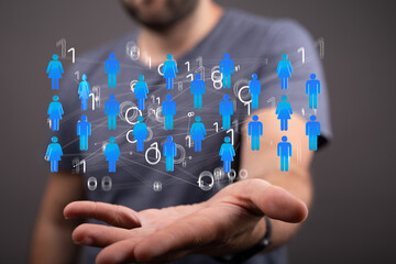 Abstract network of physical devices on the Internet using a network connection with statistics numbers 3d illustration