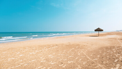 Sunny beach in seaside, landscape