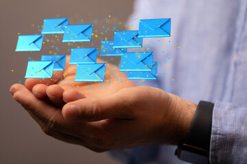 holding letter icon,email icons .Contact us by newsletter email and protect your personal information from spam mail. Customer service call center contact us.