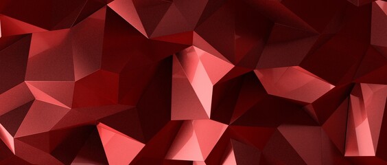 Red abstract polygonal space with connecting dots and lines. Dark background.