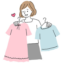 洋服を選ぶ若い女性