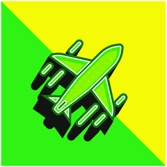 Airplane Green and yellow modern 3d vector icon logo