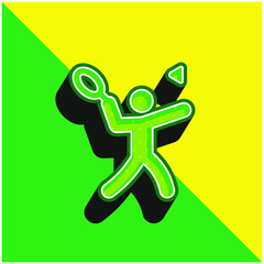 Badminton Green and yellow modern 3d vector icon logo