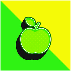 Apple With Leaf Green and yellow modern 3d vector icon logo