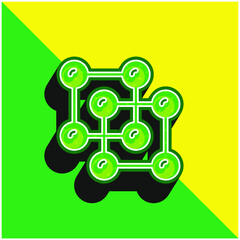 Atoms Green and yellow modern 3d vector icon logo