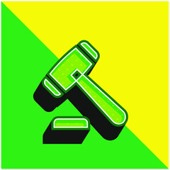 Auction Green and yellow modern 3d vector icon logo