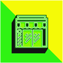 Barbershop Green and yellow modern 3d vector icon logo
