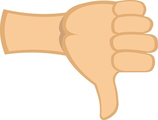 Vector emoticon illustration of a cartoon hand with thumb down