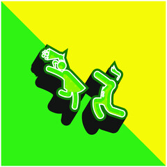 Boy Giving Flowers To His Girlfriend Green and yellow modern 3d vector icon logo