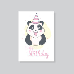Panda vector print, baby shower card
