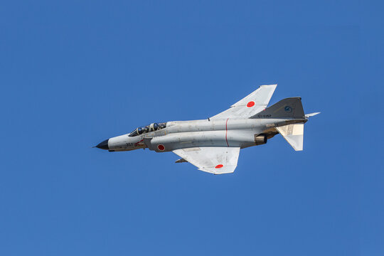 Gifu,JAPAN - Nov 10,2019: JADSF F-4 Phantom demonstration maneuver at the air show.