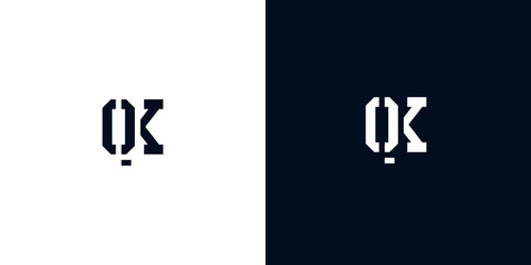 Creative abstract initial letter QK logo.