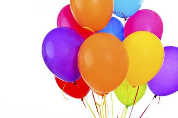 Many decoration bunches of gift colorful balloons