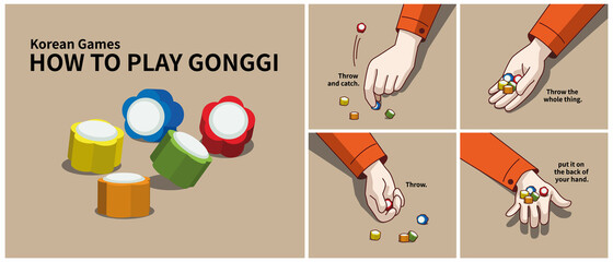 Korean traditional children's play. how to play gonggi.